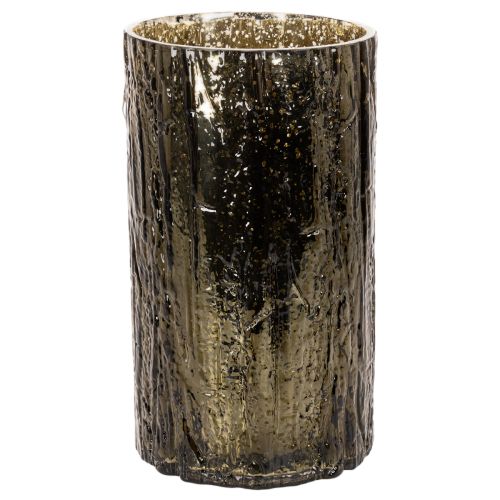 Lantern en verre avec tête de cerf et motifs d’arbres, 26 cm, vert-brun | Floristik24.fr