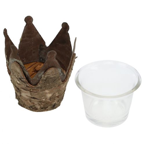 Floristik24 Couronne de lanterne bouleau et métal Ø7cm H7.5cm 3pcs