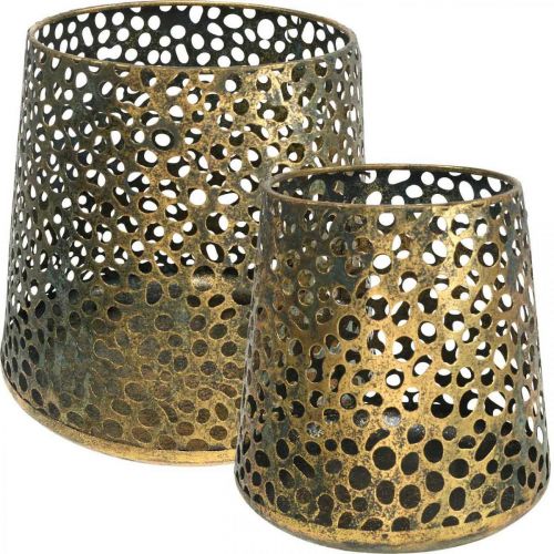 Wind light lanterne doré Ø14/20.5cm H14.5/19.5cm lot de 2