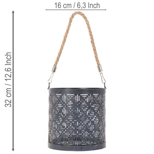 Lanterne déco en métal anthracite Ø16cm - Lot de 2 | Floristik24.fr