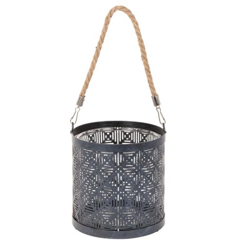 Lanterne déco en métal anthracite Ø16cm - Lot de 2 | Floristik24.fr