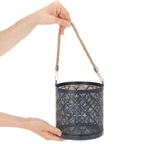 Lanterne déco en métal anthracite Ø16cm - Lot de 2 | Floristik24.fr