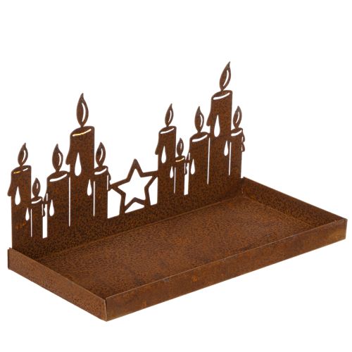 Lanterne en métal avec insert en verre, finition métal rouillé, porte-bougie décoratif, 21,5 cm | Floristik24.fr