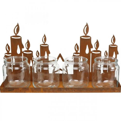 Floristik24 Lanterne métal insert verre patiné bougies décoratives L41cm