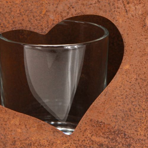 Article Lanterne sac en métal rouille avec insert en verre H15cm 2pcs