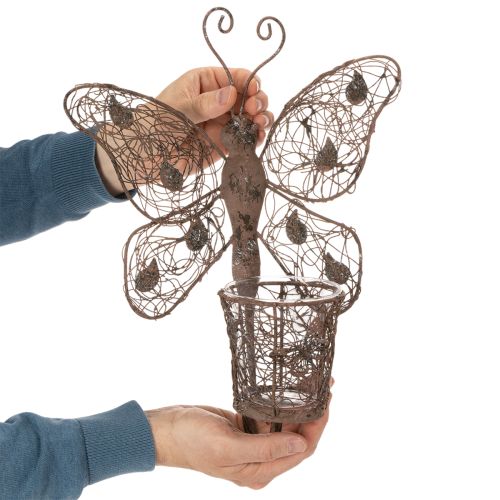 Lanterne en métal, décoration murale, papillon, finition rouille, 36,5 cm | Floristik24.fr