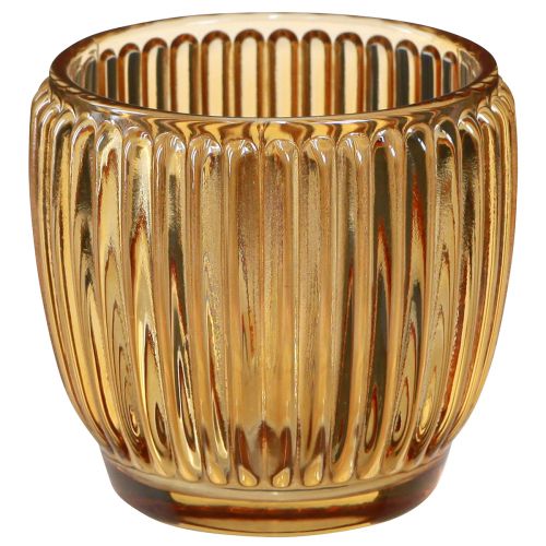 Article Lanterne Orange Bougeoir Verre Rétro Ø7cm H7cm 6 pcs