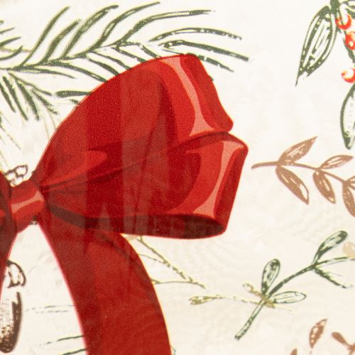 Photophore en verre avec ruban rouge et branches d'hiver, 15 cm | Floristik24.fr