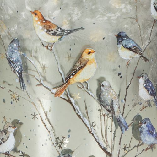 Photophore en verre avec oiseaux, design hivernal, 12 cm | Floristik24.fr
