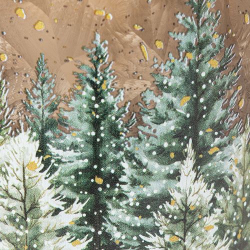 Photophore en verre motif forêt de sapins enneigée 15 cm pour intérieur | Floristik24.fr