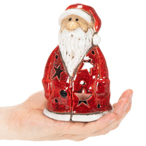 Figurine décorative de Père Noël servant de porte-bougie chauffe-plat avec étoiles, décoration de table, 15 cm | Floristik24.fr
