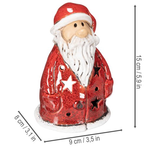 Figurine décorative de Père Noël servant de porte-bougie chauffe-plat avec étoiles, décoration de table, 15 cm | Floristik24.fr