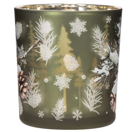 Lot de 2 photophores en verre avec motif branche de pin 8 cm | Floristik24.fr