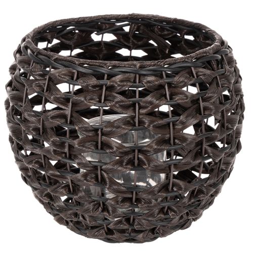 Porte-bougie chauffe-plat tressé, noir et marron, décoration estivale, Ø 31 cm H 25 cm acheter | Floristik24.fr