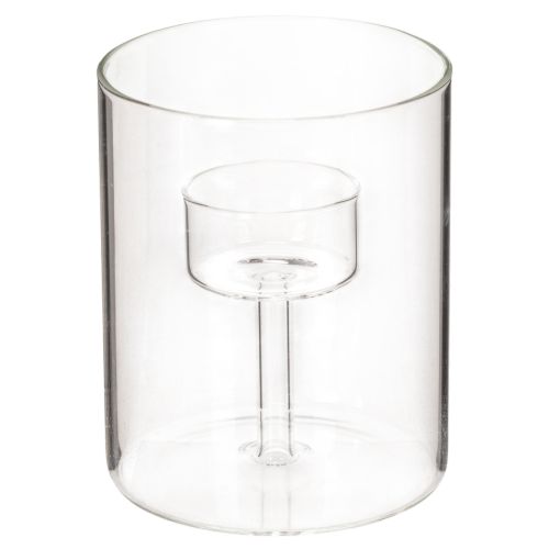 Photophore en verre transparent avec support pour bougie chauffe-plat, 11 cm