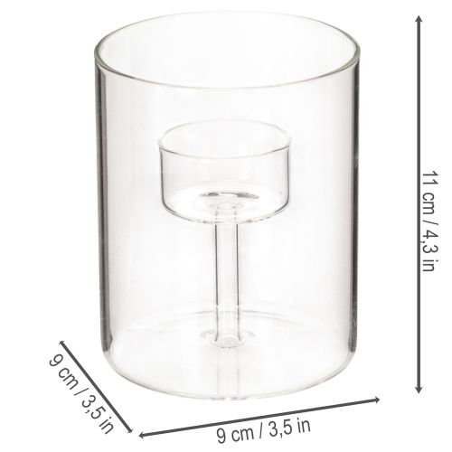 Photophore en verre transparent avec support pour bougie chauffe-plat, 11 cm | Floristik24.fr