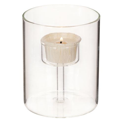 Photophore en verre transparent avec support pour bougie chauffe-plat, 11 cm | Floristik24.fr