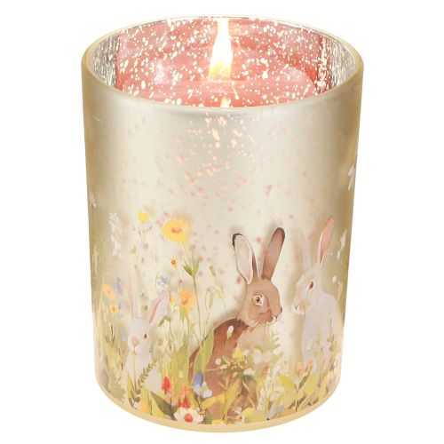 Article Lanterne décorative en verre avec motif de lapin de Pâques pour une touche printanière à la maison, 12,5 cm, lot de 2.