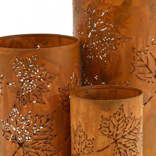 Article Lanterne déco automne aspect rouille H20/15/10cm lot de 3