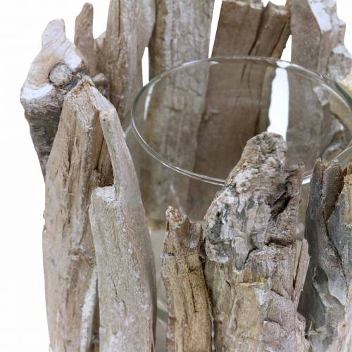 Floristik24 Lanterne en bois blanchi à la chaux Ø14cm H14cm