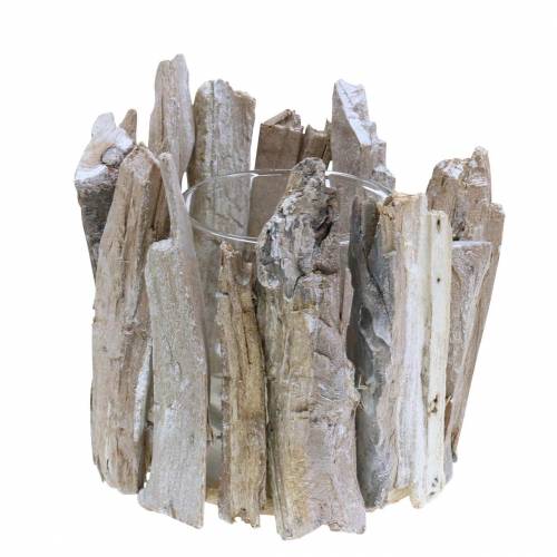 Floristik24 Lanterne en bois blanchi à la chaux Ø14cm H14cm