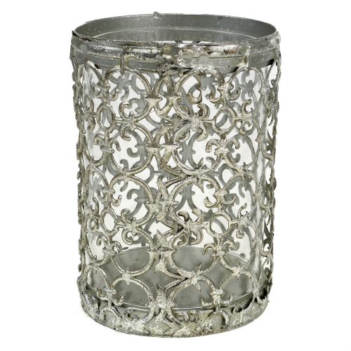 Lanterne argent antique Ø10,5cm H14,5cm 1p