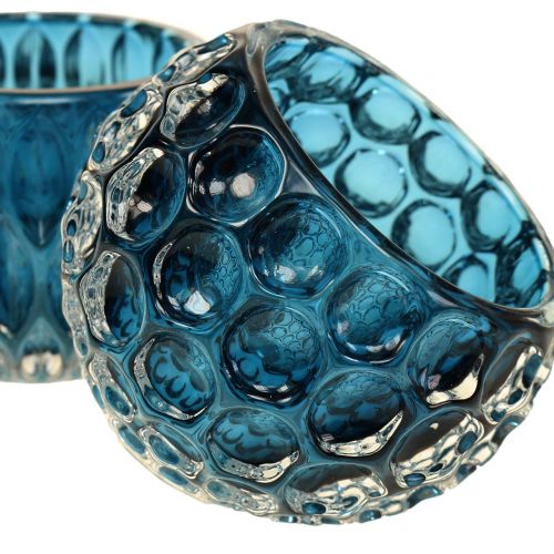 Floristik24 Lanternes en verre bleu foncé Ø8cm H6cm 2pcs