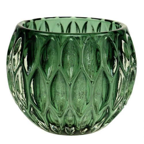Floristik24 Lanterne en verre vert foncé Ø11,5cm H9cm 1p