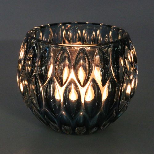 Floristik24 Lanterne En Verre Bleu Foncé Ø11,5cm H9cm