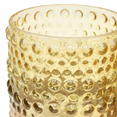 Floristik24 Lanterne en verre jaune, or Ø8,5cm H8cm 4pcs