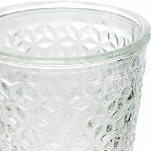 Lanterne en verre avec socle clair Ø10cm H18.5cm décoration de table | Floristik24.fr