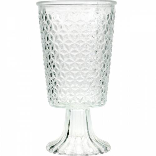 Lanterne en verre avec socle clair Ø10cm H18.5cm décoration de table | Floristik24.fr