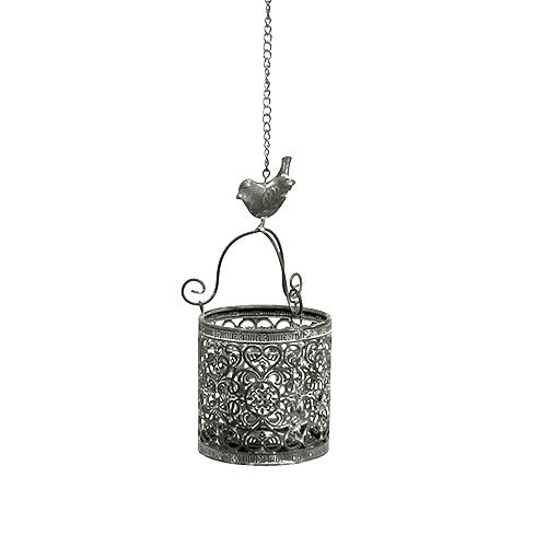 Floristik24 Photophore gris à suspendre Ø 8,5 cm H. 8,5cm