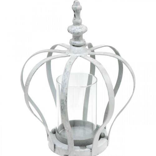 Floristik24 Couronne éolienne légère, décoration métal style vintage, blanc shabby chic Ø14cm H19cm