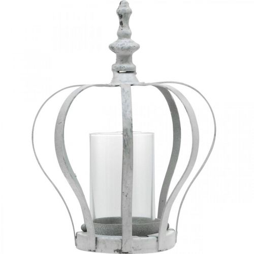 Floristik24 Couronne éolienne légère, décoration métal style vintage, blanc shabby chic Ø14cm H19cm