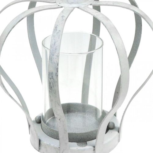 Floristik24 Couronne éolienne légère, décoration métal style vintage, blanc shabby chic Ø14cm H19cm