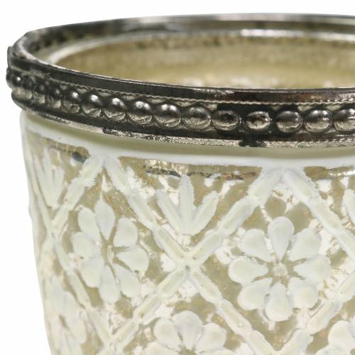 Floristik24 photophore argent du pauvre floral Ø7,5cm H7,5cm 2pcs