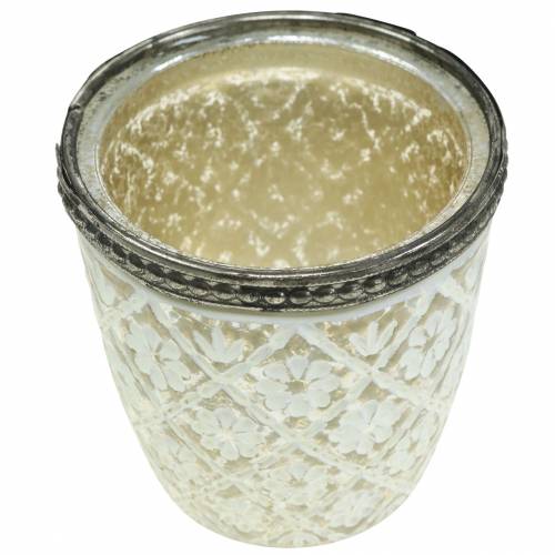 Floristik24 photophore argent du pauvre floral Ø7,5cm H7,5cm 2pcs