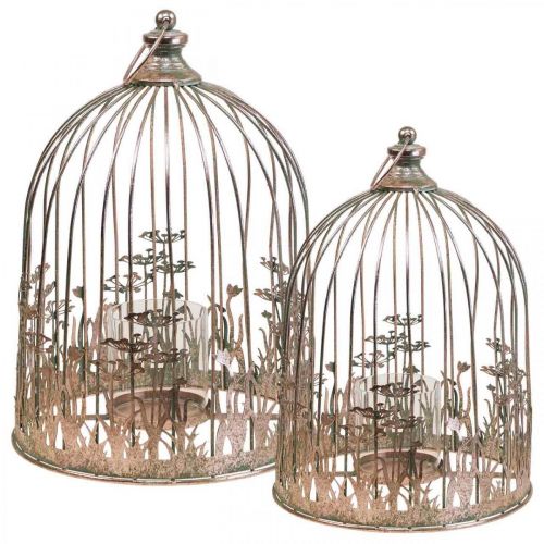 Floristik24 Lanterne métal décoration à suspendre Ø29/23,5cm décoration cage à oiseaux lot de 2