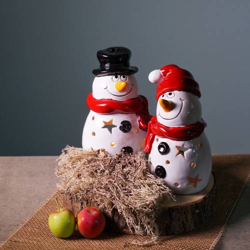 Floristik24 Lanterne bonhomme de neige chapeau rouge 20cm