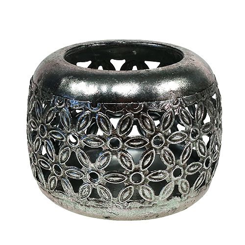 Floristik24 Lanterne en argent avec un motif floral Ø9,5cm H7cm