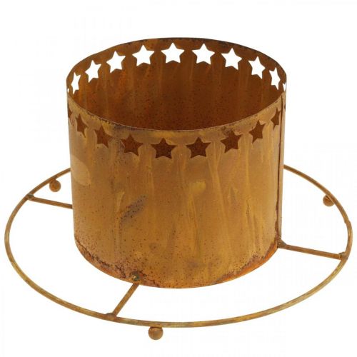 Lanterne avec étoiles, Avent, porte-couronne en métal, décoration de Noël patine Ø25cm