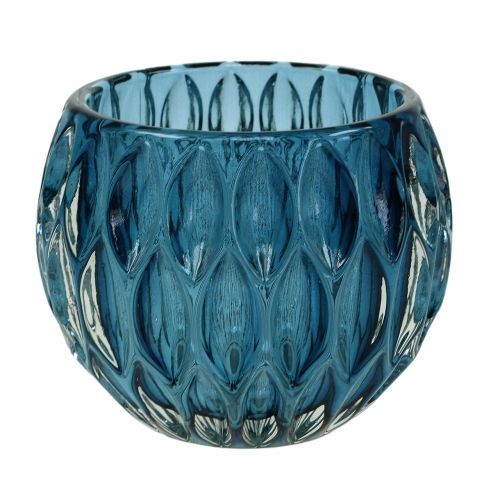 Floristik24 Lanterne En Verre Bleu Foncé Ø11,5cm H9cm