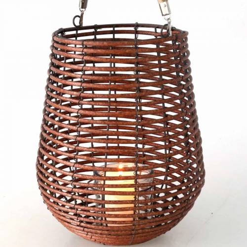 Article Bougie dans un panier, lanterne avec anse, décoration bougie, panier lanterne Ø24cm H34cm