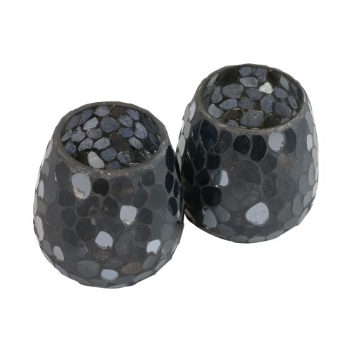 Bougeoir de Noël lanterne noir Ø10cm 2pcs