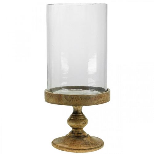 Floristik24 Lanterne en verre sur socle en bois verre décoratif aspect antique Ø22cm H45cm