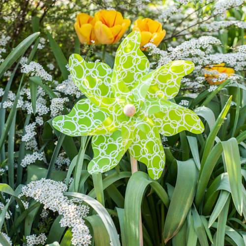 Article Moulin à vent vert avec motif Ø42cm L110cm