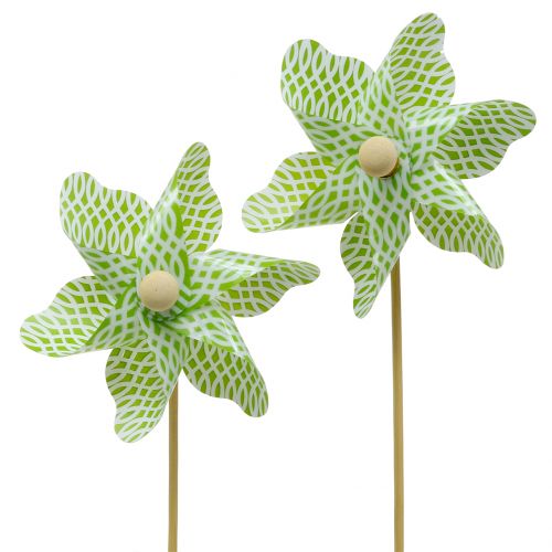 Moulin à Vent Mini Vert-Blanc Ø9cm 12p