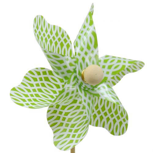 Floristik24 Moulin à Vent Mini Vert-Blanc Ø9cm 12p