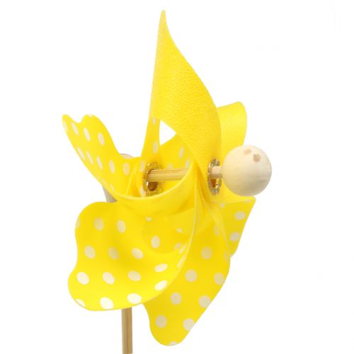 Floristik24 Mini moulin à vent jaune à pois blancs Ø8 cm 12pcs